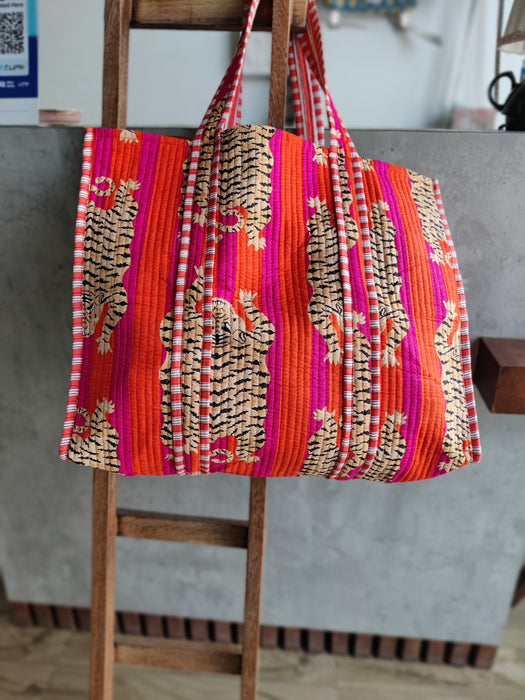 Tiger Tote (Fuscia and Orange)