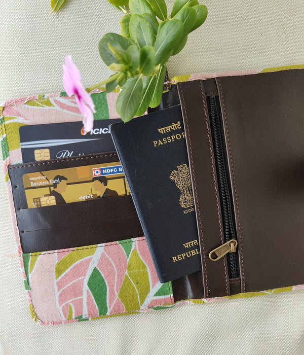 Blushing leaves wallet cum passport holder