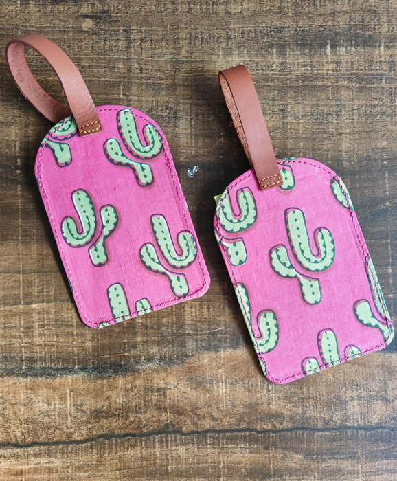 Quirky Cactus luggage tag