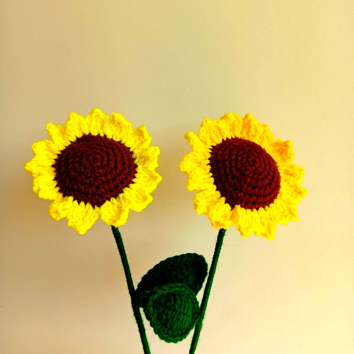 Forever Crochet Yellow Sunflower Artificial Flower (Set Of 2)