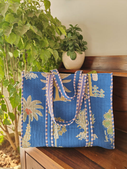 Blue Palm Tote