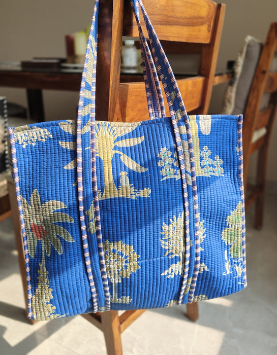 Blue Palm Tote