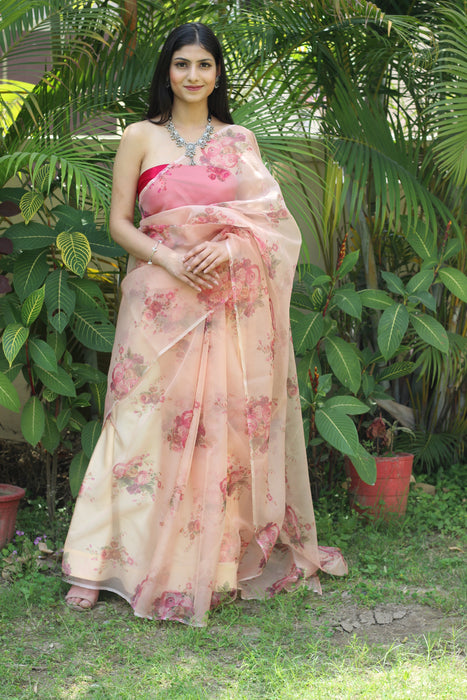 Regal Florals (Floral Printed Organza Saree)