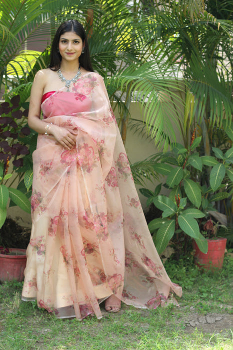 Regal Florals (Floral Printed Organza Saree)