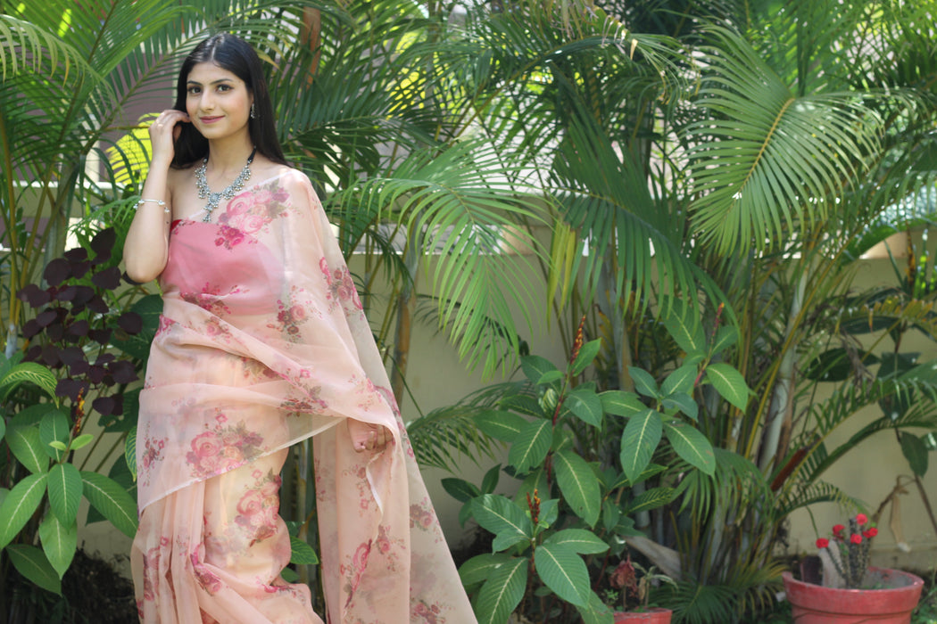 Regal Florals (Floral Printed Organza Saree)