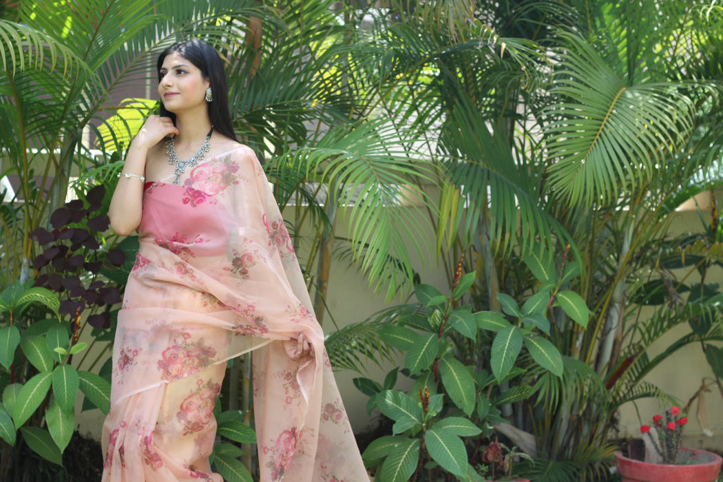 Regal Florals (Floral Printed Organza Saree)