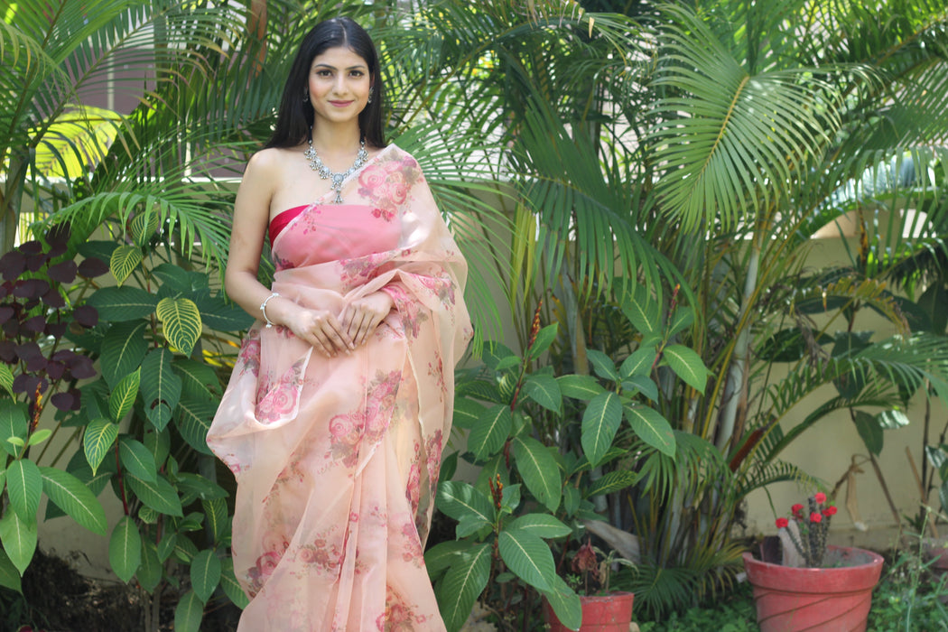 Regal Florals (Floral Printed Organza Saree)