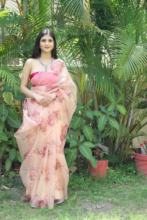 Regal Florals (Floral Printed Organza Saree)