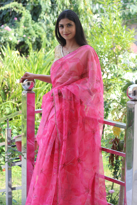 Rose Garden (Printed Organza Saree)