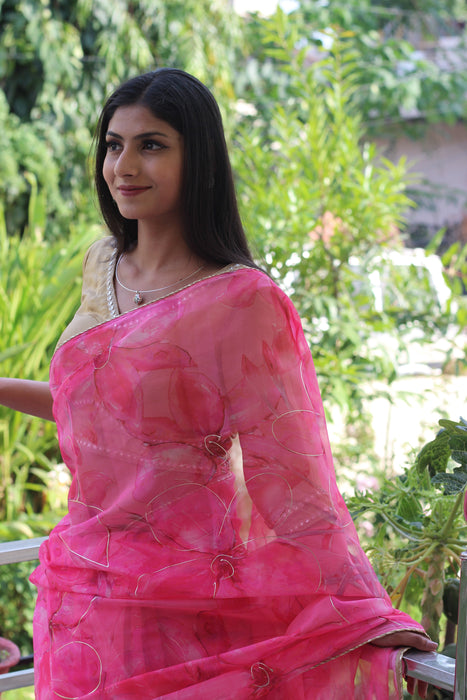 Rose Garden (Printed Organza Saree)