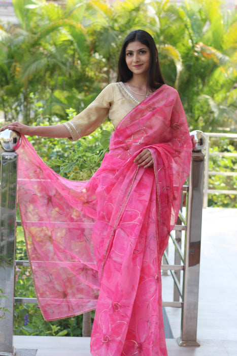 Rose Garden (Printed Organza Saree)