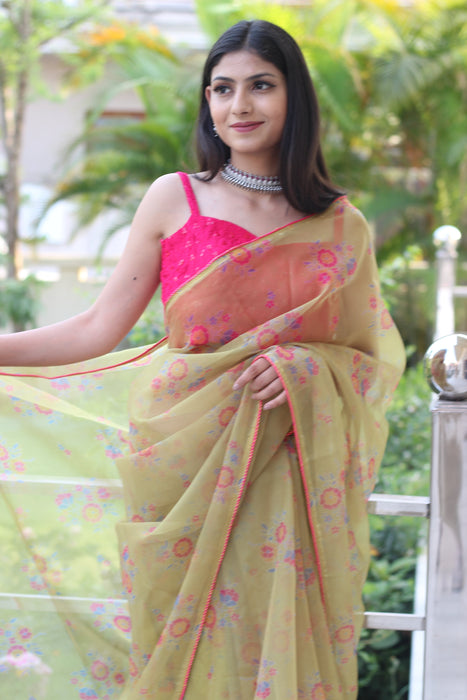 Enchanted Forest (Printed Organza Saree)