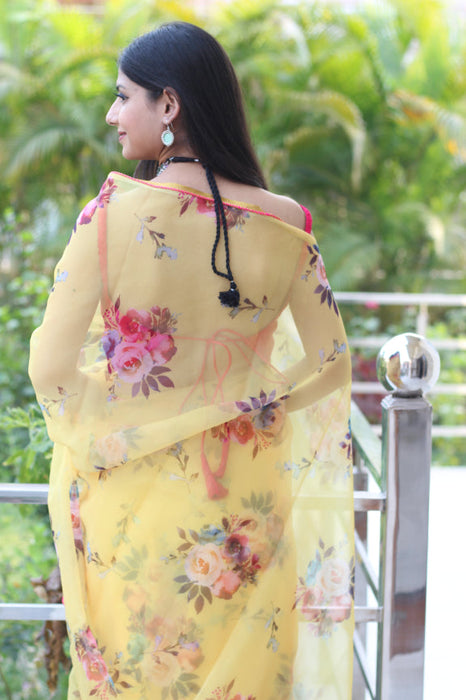 Pastel Harmony (Printed Organza Saree)