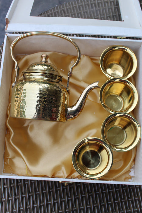 Brass Teapot Set in Gift Box