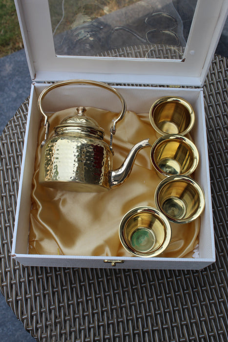 Brass Teapot Set in Gift Box