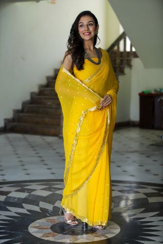 May Moon (Yellow Handwork Chiffon Saree)