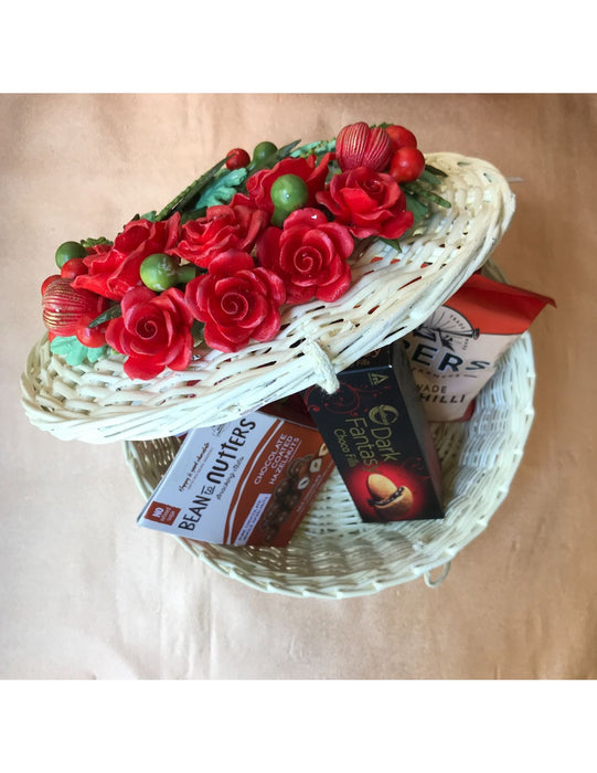 Ivory Rose Cane Basket