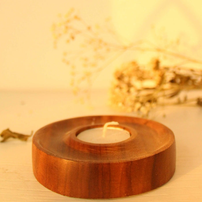 Wooden Concentric Tealight Candle