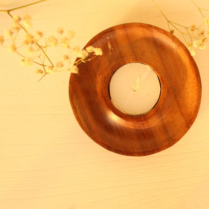 Wooden Concentric Tealight Candle