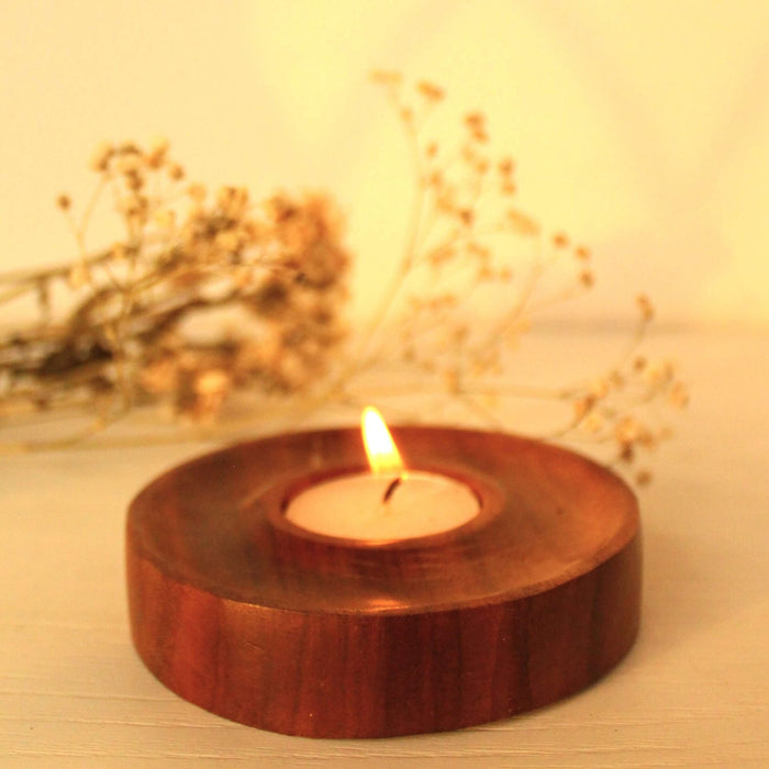 Wooden Concentric Tealight Candle