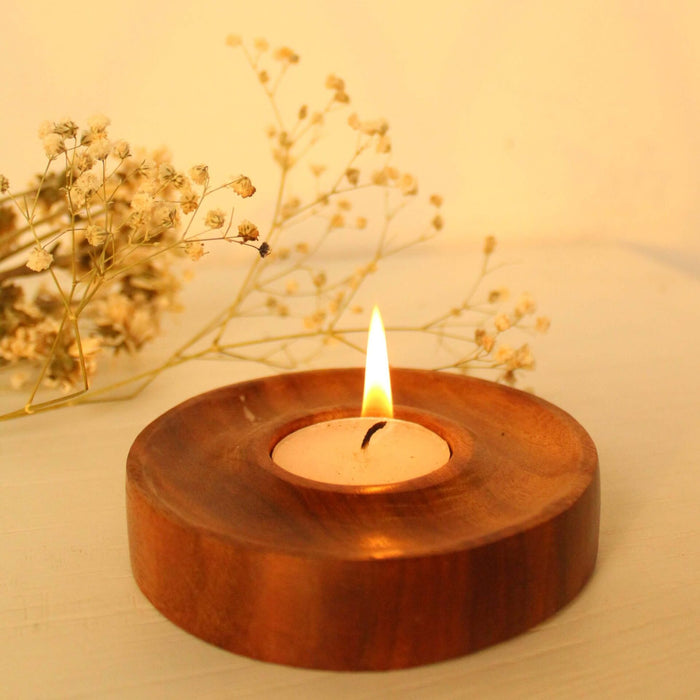 Wooden Concentric Tealight Candle