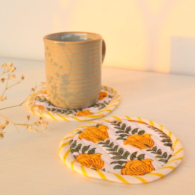 Daffodil Fabric Coasters  ( Set of 2 )