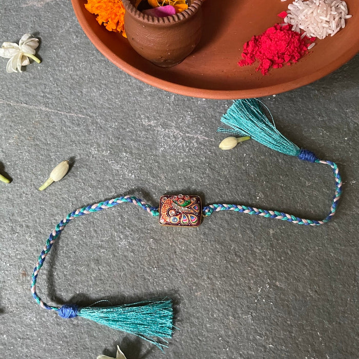 Tanjore Rakhi - Peacock