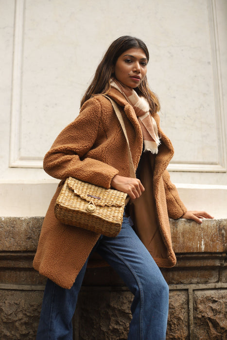 Neutral Straw Sling Bag | Jute Strap