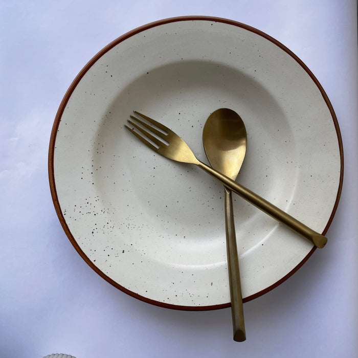 Ceramic Brown & Cream Pasta Plate