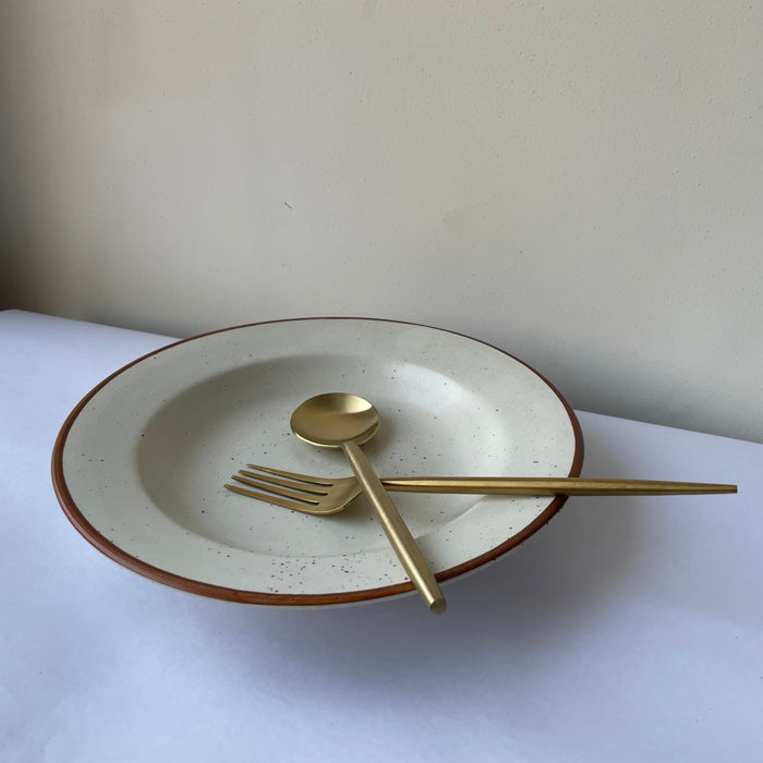 Ceramic Brown & Cream Pasta Plate