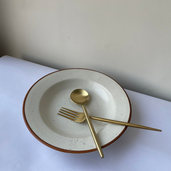 Ceramic Brown & Cream Pasta Plate