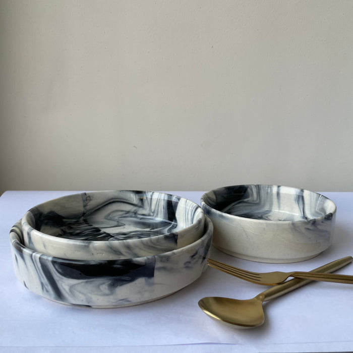 Ceramic Salt & Pepper Flat Bowl Set