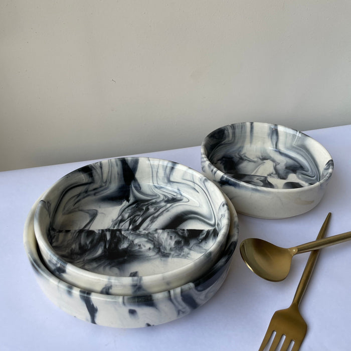 Ceramic Salt & Pepper Flat Bowl Set