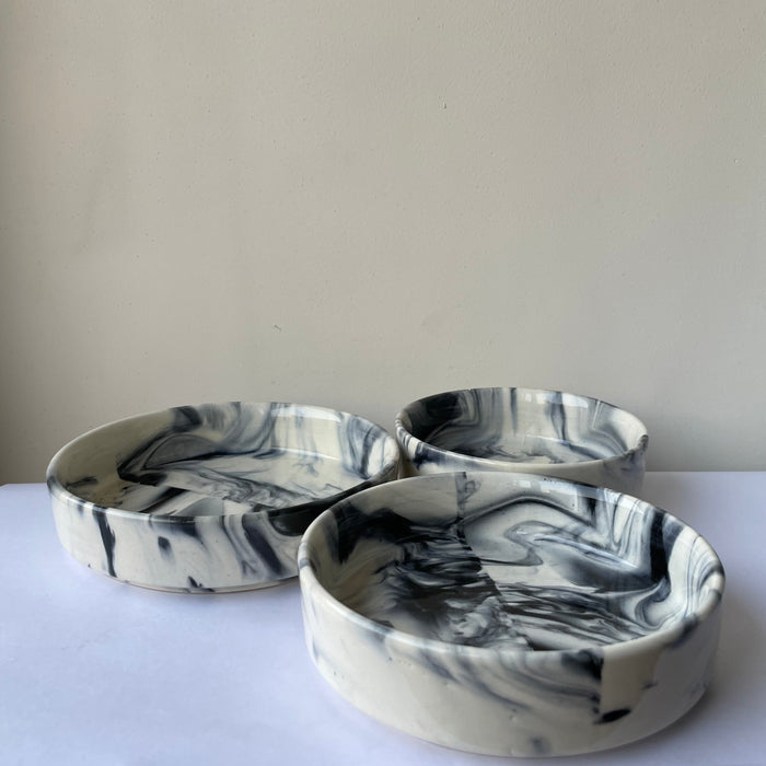 Ceramic Salt & Pepper Flat Bowl Set