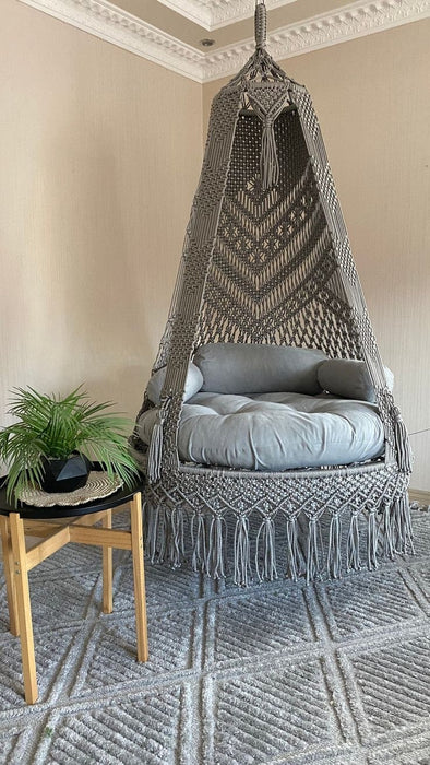 Macrame swing- Grey love - Single seater- 30 Inches