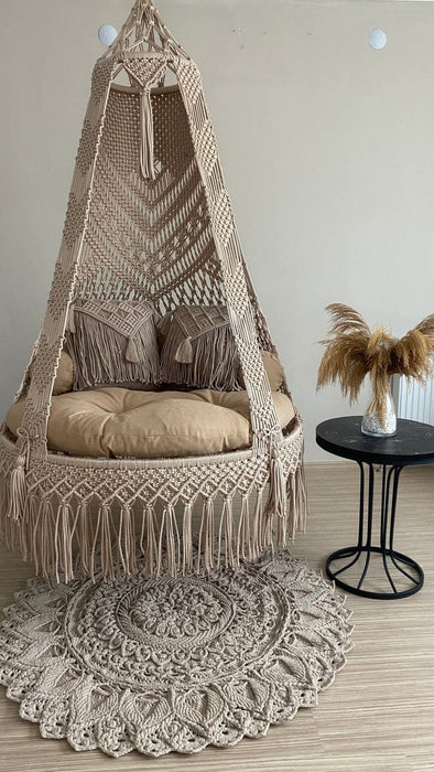 Macrame swing- Truly Beige - Deluxe double seater- 50 inches