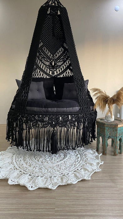 Macrame swing- Bold black - Single seater- 30 Inches