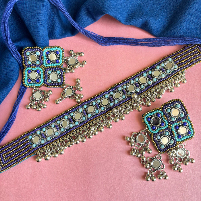 Mumtaaz Blue Choker Set