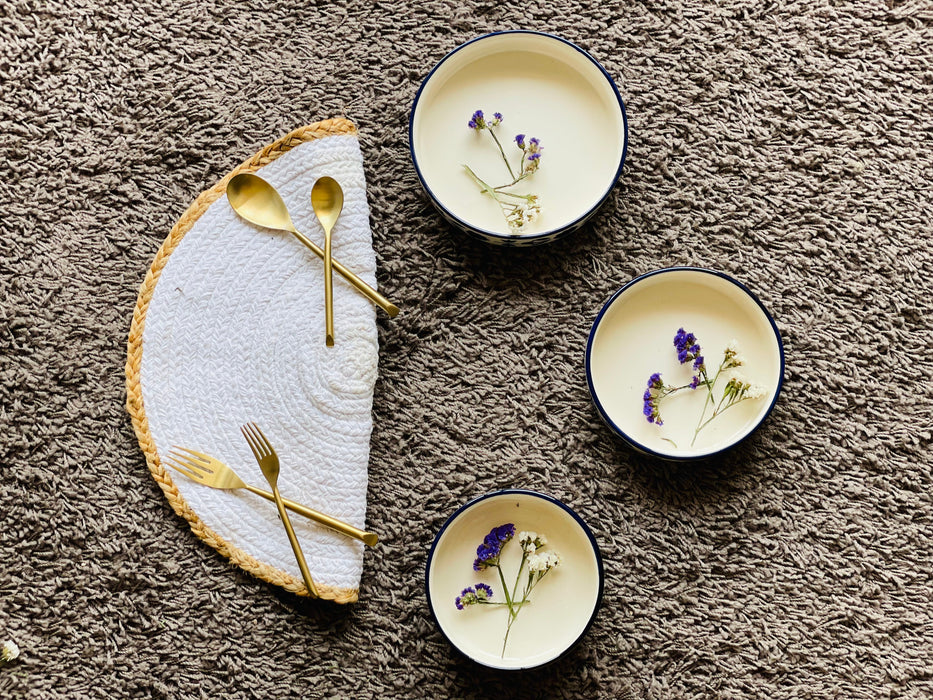 Ceramic Hand Painted Flat Bowl Set (Set Of 3)