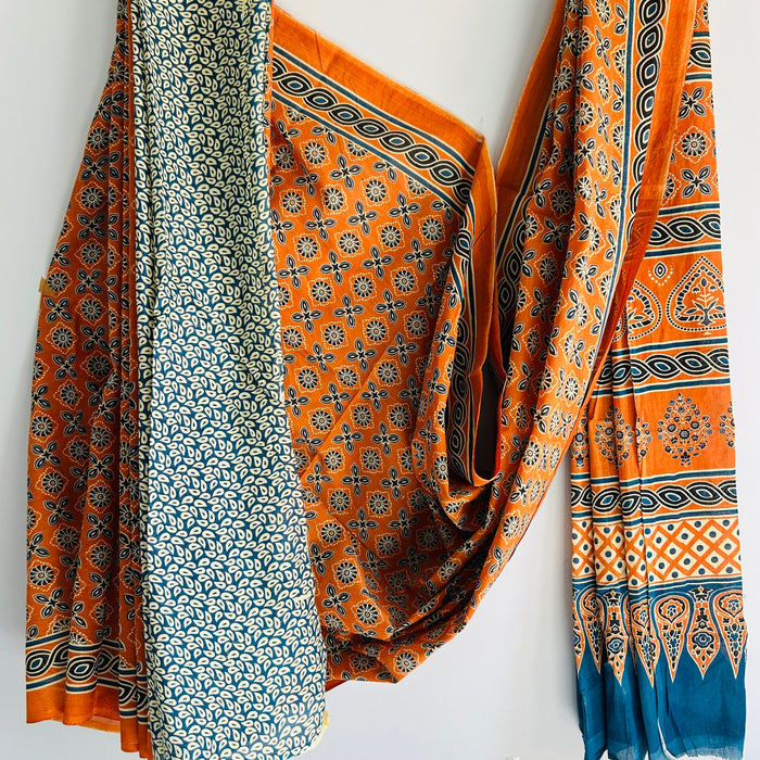 NARANGI MULMUL COTTON MULMUL SAREE