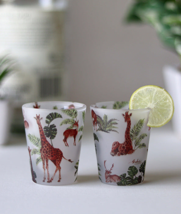 Giraffe Print Frosted Shot Glasses - Strokes by Namrata Mehta