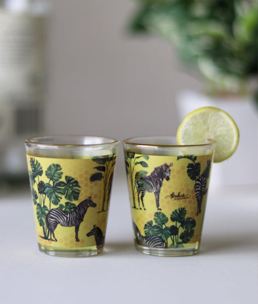 Gold Rim Zebra Print Shot Glasses - Strokes by Namrata Mehta