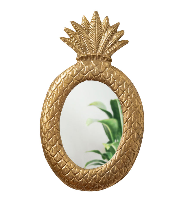 Peppy Pineapple Designer Mirror | Wall Decor | Gold Polished Metal | 18 Inch