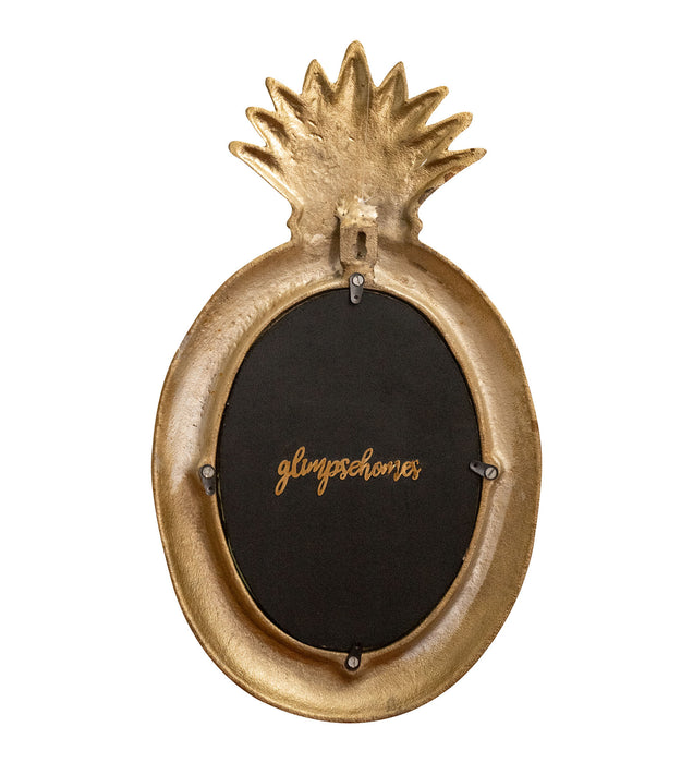 Peppy Pineapple Designer Mirror | Wall Decor | Gold Polished Metal | 18 Inch