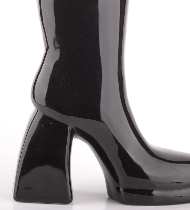 The Glimpse Boot Vase | Modern & Minimalist | 11 inch Ceramic Flower Vase (Gloss Black)