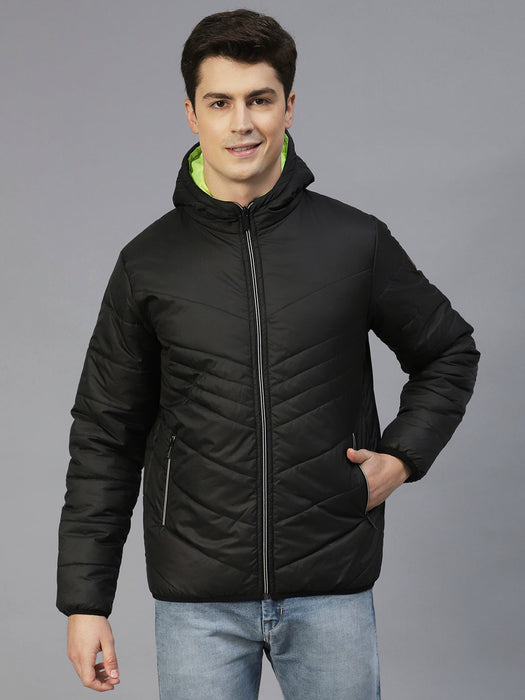 Wine Hooded Full Sleeves Puffer Jacket