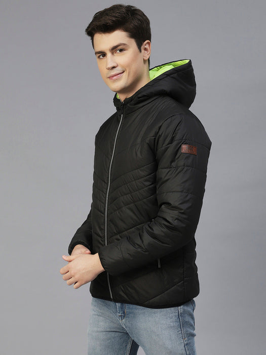 Wine Hooded Full Sleeves Puffer Jacket