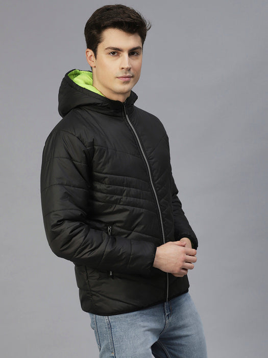 Wine Hooded Full Sleeves Puffer Jacket