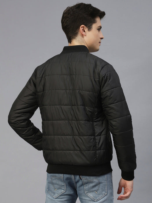 Black Bomber Full Sleeves Puffer Jacket