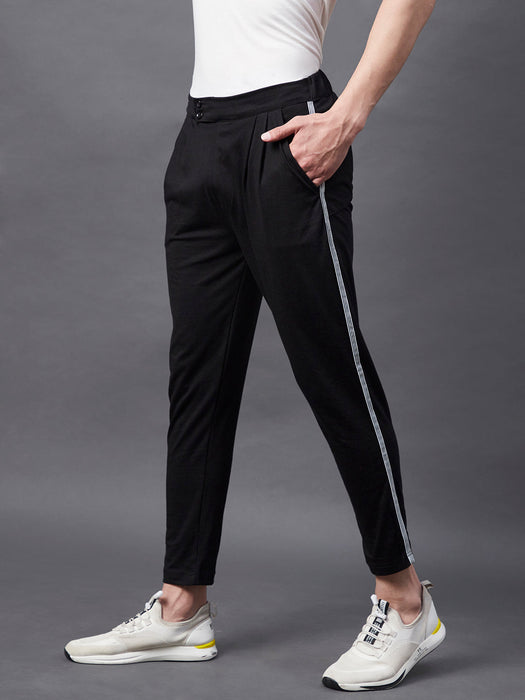 Black Stripe Tape Detail Trouser Style Joggers